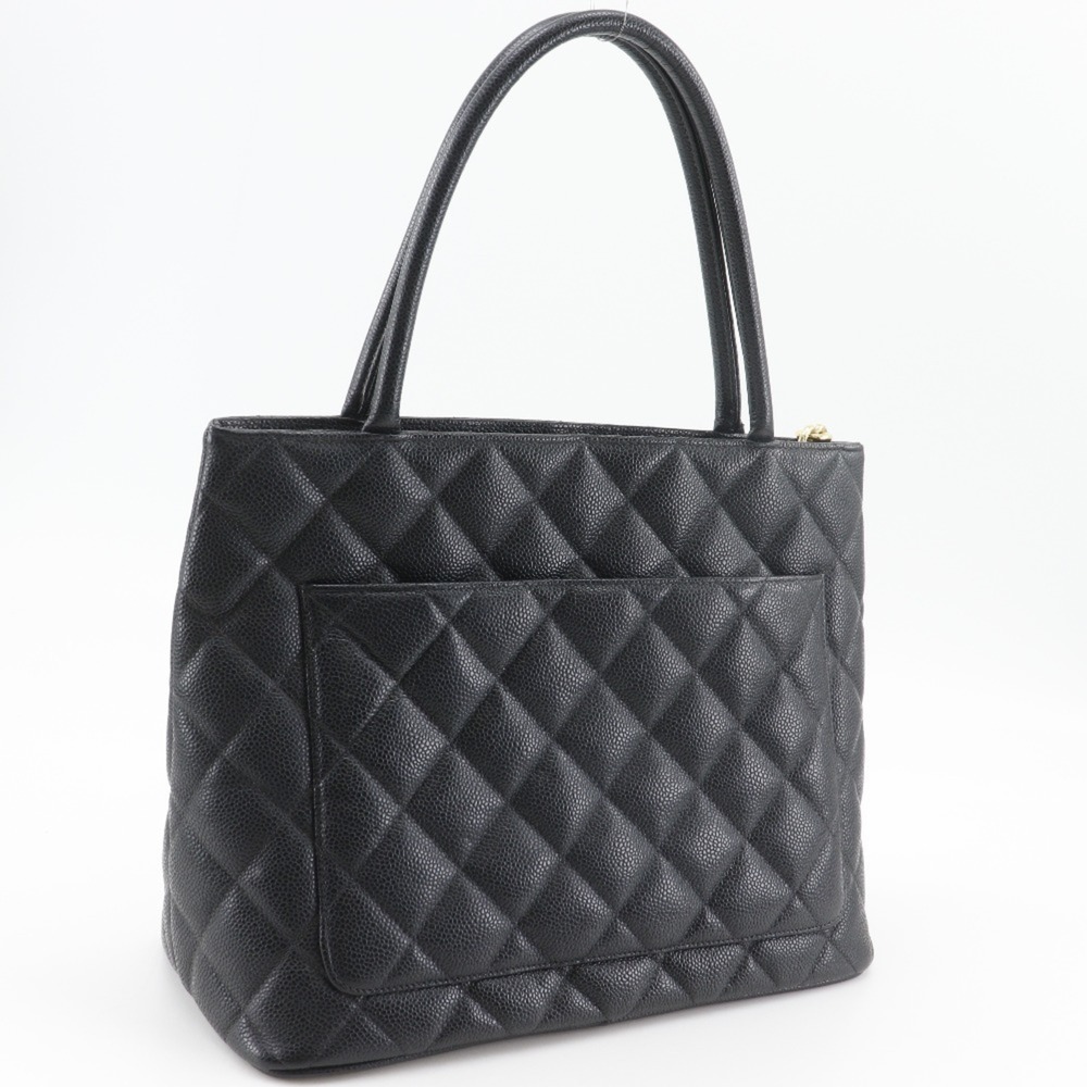 CHANEL Black Caviar Leather Logo Tote Bag - Picture 3 of 14